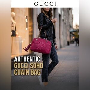 GUCCI Limited Edition Soho Chain Shoulder Bag - Burgundy Nubuck Suede -with COA